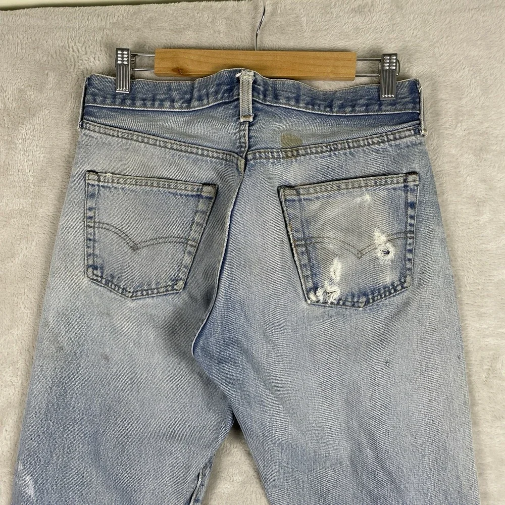 Vintage Levis 501 Jeans Mens 30x30 Redline Selvedge 1980s Made in USA Whiskers